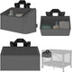 Lionelo Seitentasche mittel – Nachttischtasche, Kinderbett-Organizer 43 x 15 x 23 cm – Griff mit 3 Reißverschlussfächern – für Reisebett, Beistellbox – verstärkt, multifunktional abnehmbar