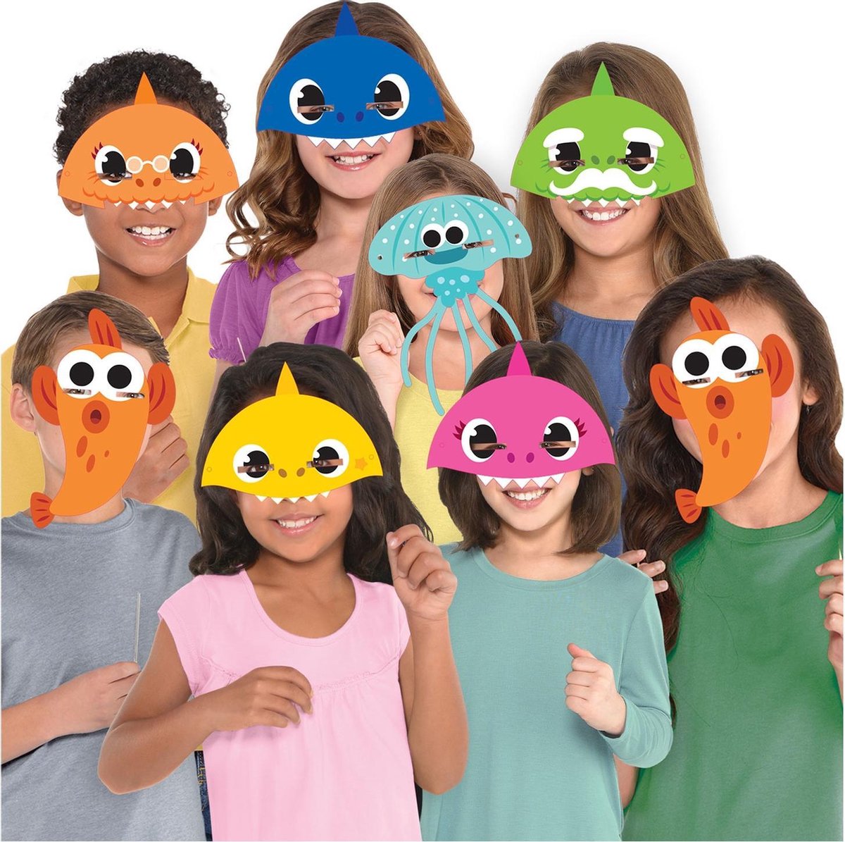 Baby Shark Pinkfong Gesichtsmasken Junior Papier Einheitsgröße 8 Stück