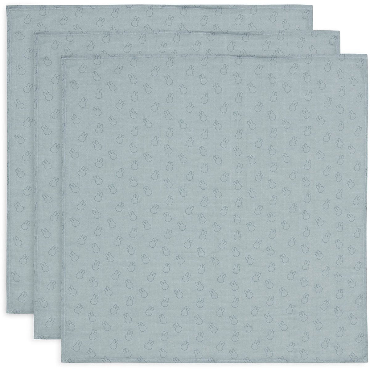 Jollein x Miffy – hydrophiles Tuch klein 70 x 70 cm – Spucktücher – weiche Baumwolle – 3 Stück – Miffy-Silhouetten meergrün