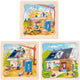 Goki Holz 3-Schichten-Puzzle - Hausbau - 35 Teile.