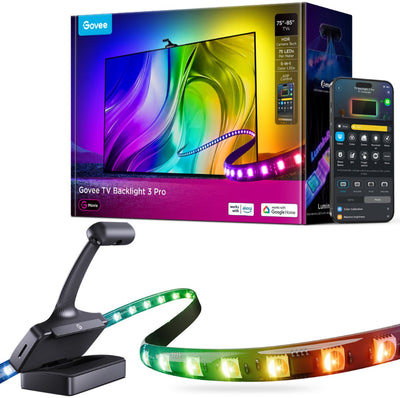 Govee TV Backlight 3 Pro – intelligente LED-Beleuchtung für 75–85 Zoll Fernseher – HDR-Dreifachkamera – Matter-kompatibel