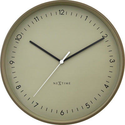 Nextime berlin l – Wanduhr – 40 cm – Metall – Khaki – geräuschlos