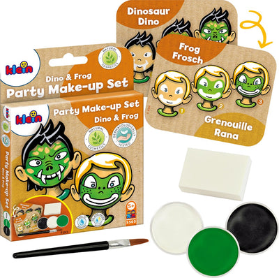Klein Toys Party-Make-up-Set „Dino-Frosch“ – drei Farbtabletten in Grün, Weiß und Schwarz – zertifiziert nach ISO 16128 – mehrfarbig
