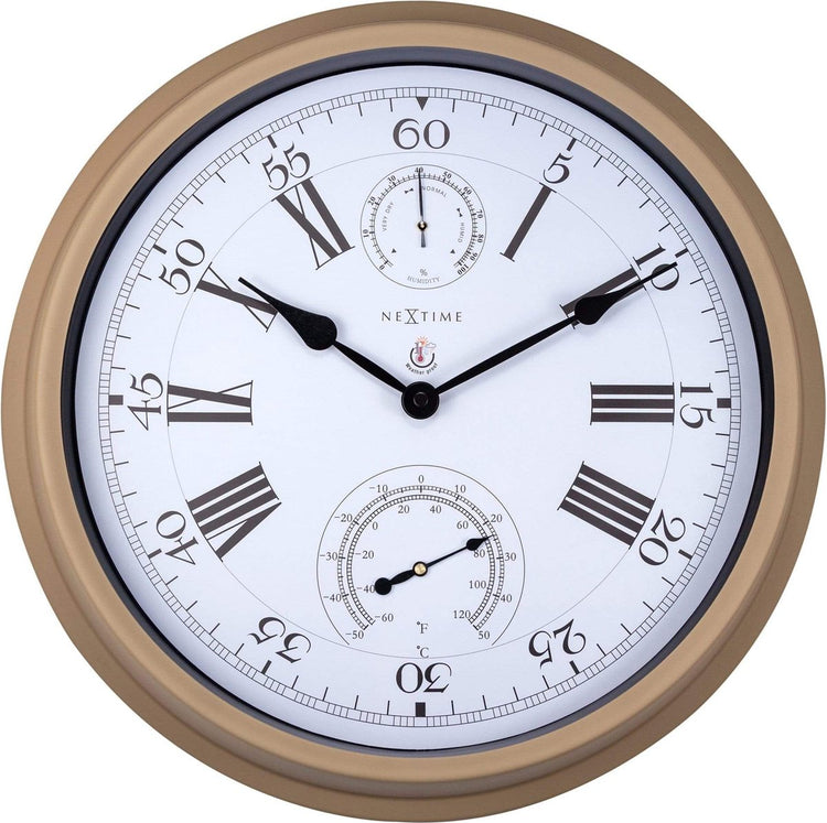 Nexttime Hyazinthe – Wanduhr – 40,5 cm – Metall – braun – wetterfest