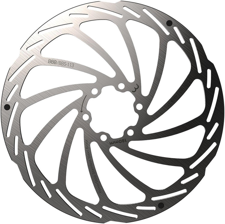 BBB Cycling Scheibenbremse Power Stop 6-Loch Bremsscheibe BBS-113 – Silber – 180 mm