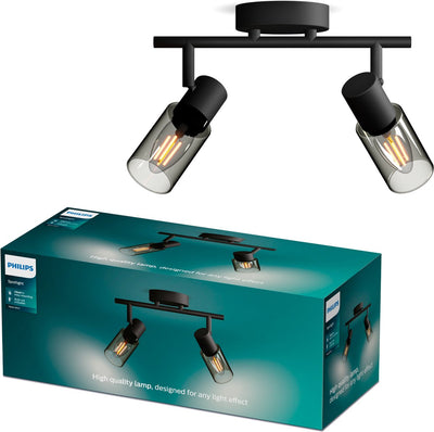 Philips LED Philips Palms Spot – Deckenspot mit zwei Lichtpunkten – mit Rauchglas – kleine Fassung E14