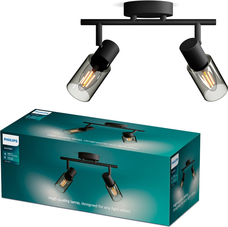 Philips LED Philips Palms Spot – Deckenspot mit zwei Lichtpunkten – mit Rauchglas – kleine Fassung E14