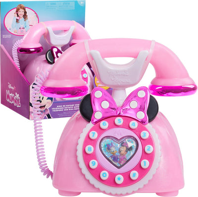 Just Play Disney Junior Minnie Mouse traditionelles Wählscheibentelefon in Rosa – mit leichtem Ton