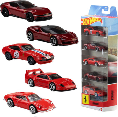 Hot Wheels Ferrari – Set mit 5 Ferrari-Spielzeugautos aus Metall