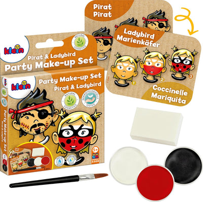 Klein Toys Party-Make-up-Set „Pirat Marienkäfer“ – drei Farbtabletten in Schwarz, Rot und Weiß – zertifiziert nach ISO 16128