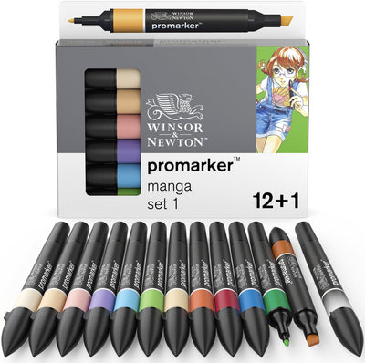 Winsor Newton 0290139 Promarker™ 12+1 Manga-Erweiterung 1 | Professionelle Layoutmarker, Alkoholmarker