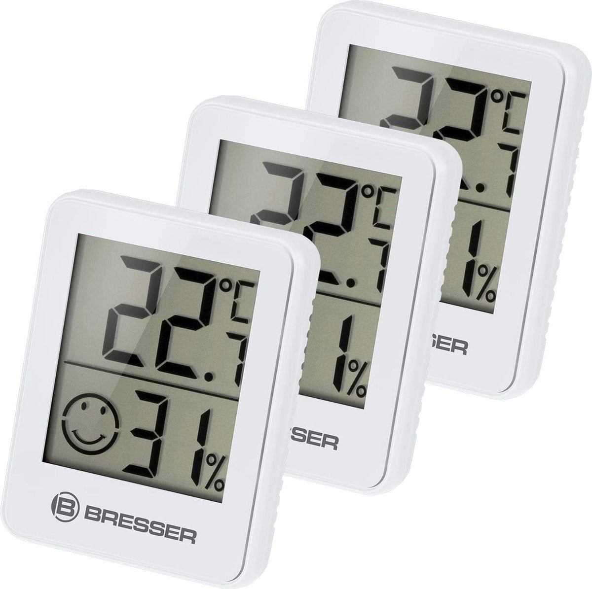 Bresser Wetterstation – Climatemp Hygro-Indikator – 3er-Set – prüft das Raumklima – weiß