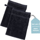 Stille. Living Hush Living Waschlappen – 2er-Set – 100 % Baumwolle – schwere Qualität 500 g m2 – stilvolle Bordüre und Aufhängeöse – 16 x 22 cm – schwarz
