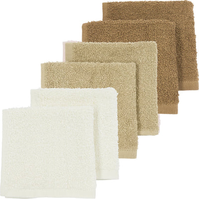 Meyco Baby Uni Gesichtstücher – 6er-Pack – Frottee – gebrochenes Sand-Toffee – 30 x 30 cm