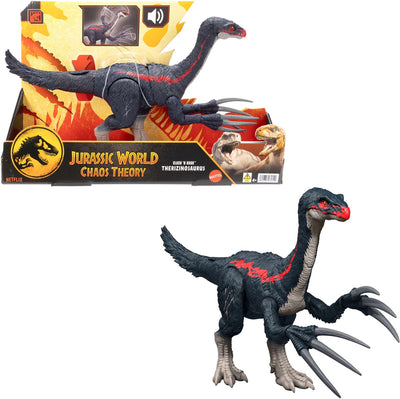 Mattel Jurassic World Slap and Roar Therizinosaurus – mit Angriffsfunktion und Geräuschen – Chaostheorie