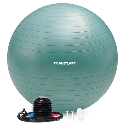 Tunturi Anti Burst Fitnessball mit Pumpe – Yogaball 55 cm – Pilatesball – Schwangerschaftsball – 220 kg Benutzergewicht – inkl. Trainings-App – Benzin