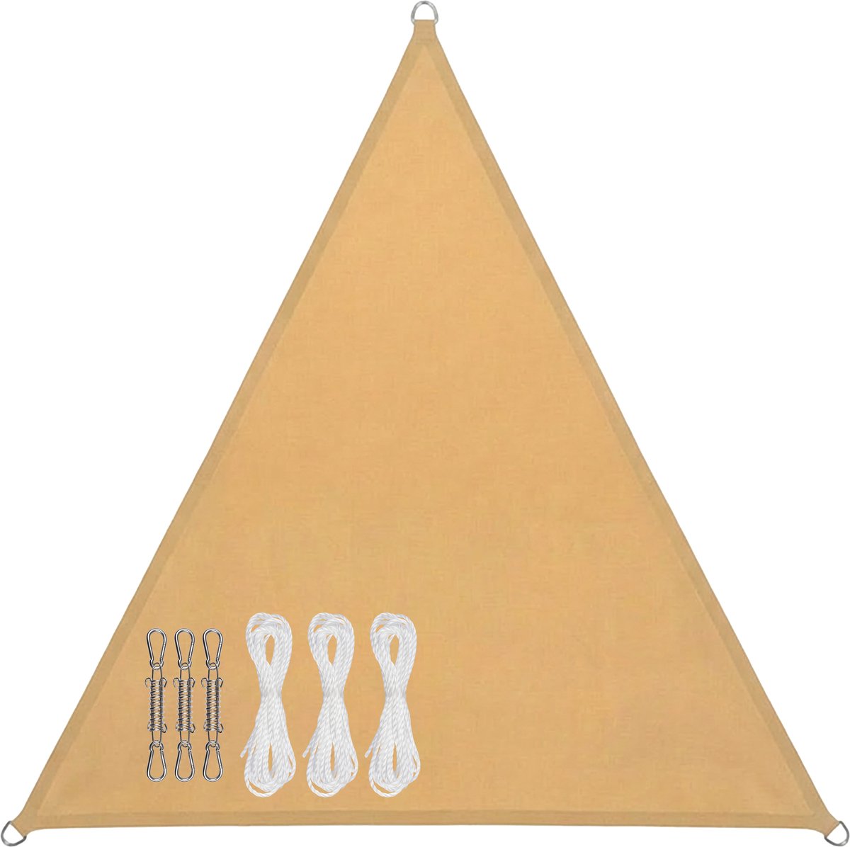 Abbey Camp Schattentuch – Pes – 3,6 x 3,6 x 3,6 m – Sand – Sonnentuch – Edelstahlringe – Sonnenschirm