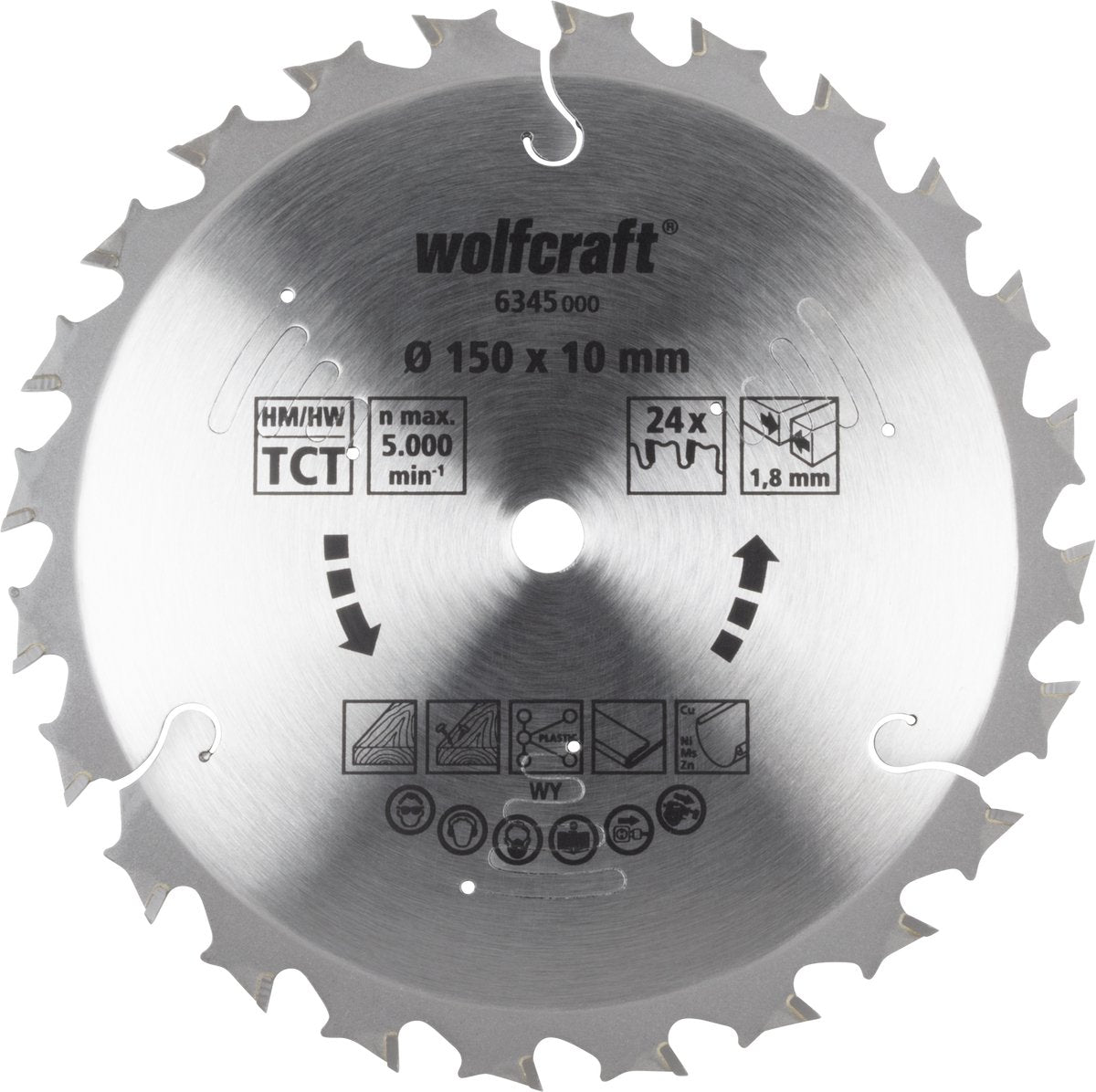 Wolfcraft - Kreissägeblatt 150x10mm - 24 Zähne - für Akku-Handkreissäge - Serie Flieder - 6345000