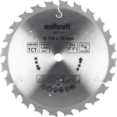 Wolfcraft - Kreissägeblatt 150x10mm - 24 Zähne - für Akku-Handkreissäge - Serie Flieder - 6345000