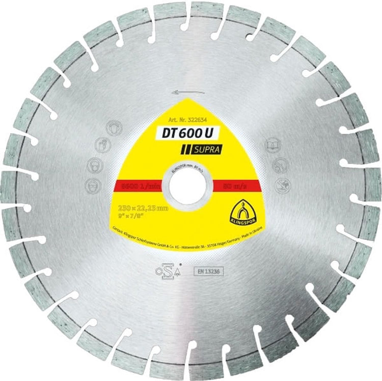 Klingspor Diamanttrennscheibe DT 600 U Supra D.230mm Bohrung.22...