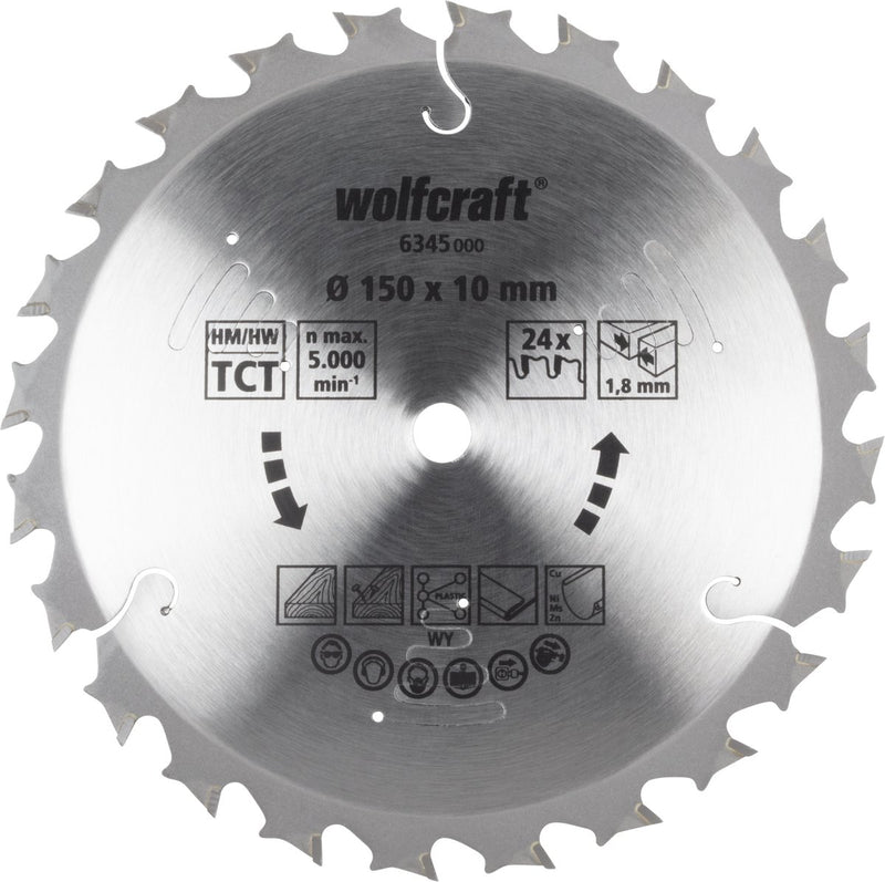 Wolfcraft - Kreissägeblatt 150x10mm - 24 Zähne - für Akku-Handkreissäge - Serie Flieder - 6345000