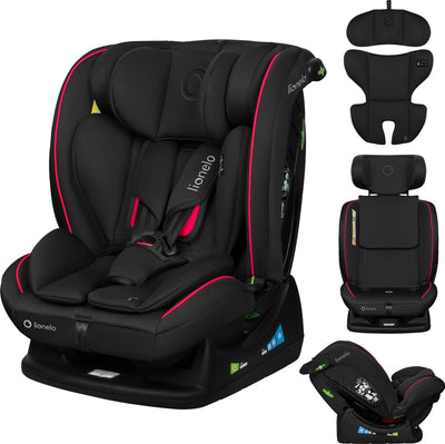 Lionelo Aart i-Size-Autositz – für Kinder 40–150 cm – 4in1 Gruppe 0-1-2-3 – i-Size R129 – vorwärts und rückwärts (rwf bis 105 cm) – Befestigung mit Autogurt – Kopfstütze aus Memory-Schaum – 13 Positionen – Komforteinsatz – waschbarer Bezug