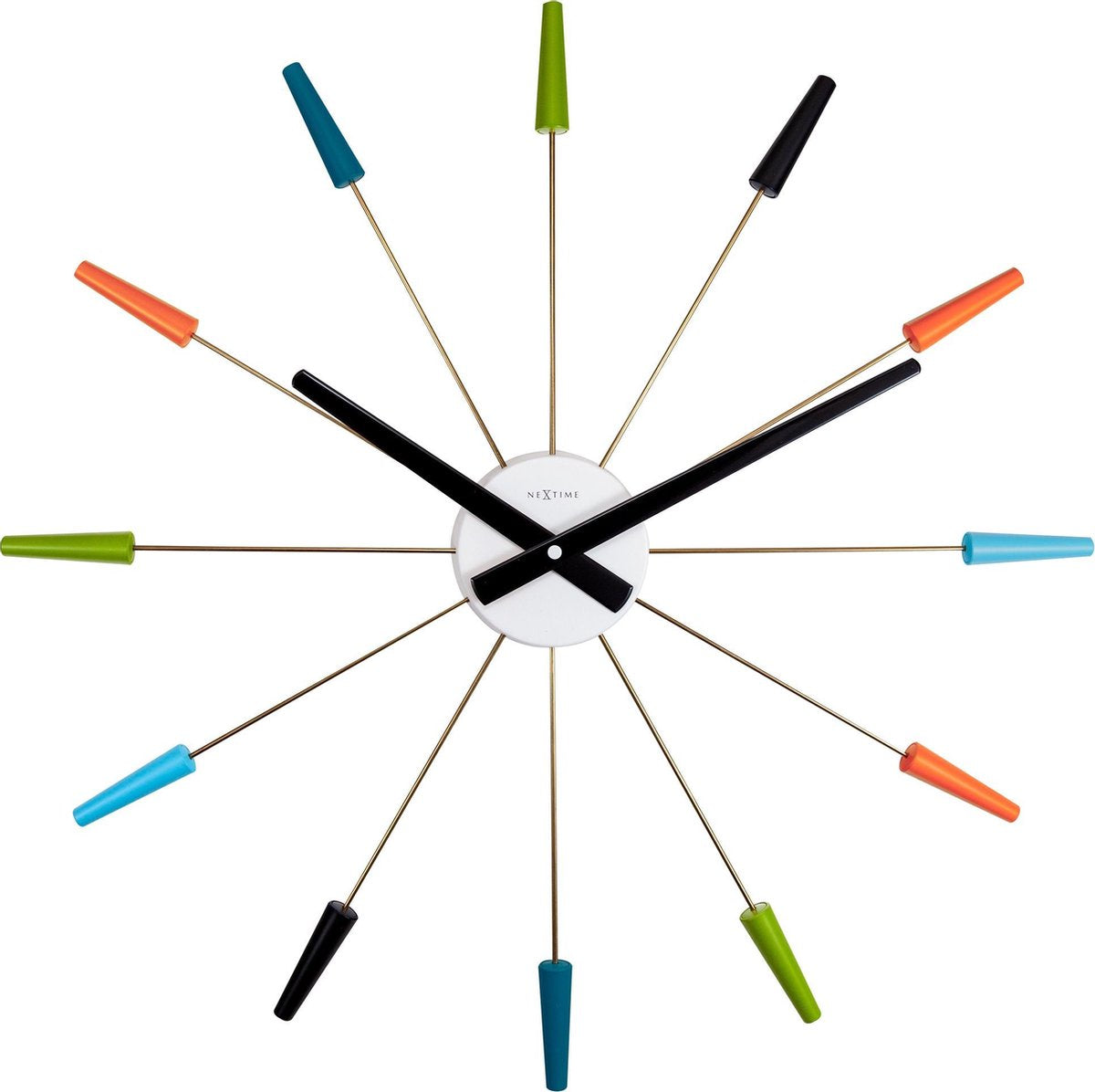 Nexttime Plug Inn – geräuschlose Wanduhr – 58 cm – Metall – mehrfarbig – Design