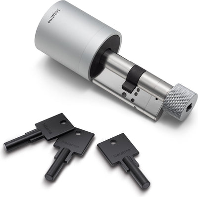 Elektrisches Türschloss von Netatmo – intelligentes Türschloss – 3 Schlüssel – intelligente Schlüssel – NFC-Schlüssel – Zugangsfreigabe – Apple Homekit – Silber