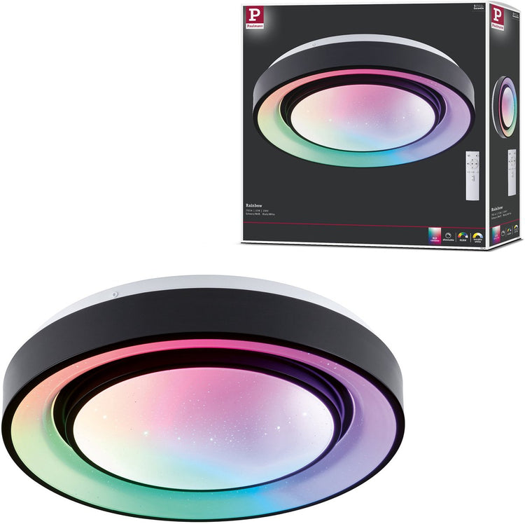 Paulmann LED Deckenleuchte Rainbow mit Regenbogeneffekt RGBW+ 750lm 230V 22W dimmbar Schwarz, Weiß