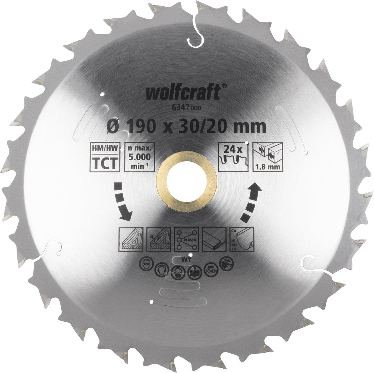 Wolfcraft - Kreissägeblatt 190mm - 24 Zähne - für Akku-Handkreissäge - Serie Flieder - 6347000
