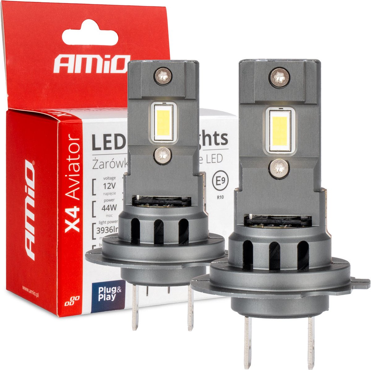 Amio LED-Scheinwerfer x4 Serie Aviator H7 H18 6500k max. 44W Abblendlicht weiß