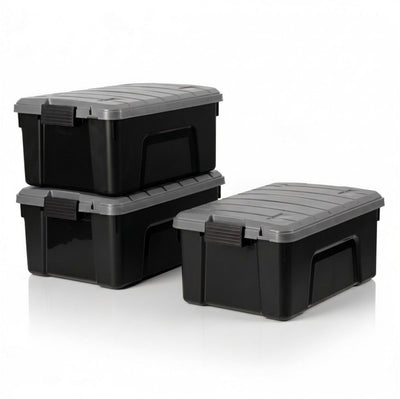 Iris Store It All Aufbewahrungsbox – 40 l – robust – stapelbar – Kunststoff – Schwarzgrau – 3er-Set