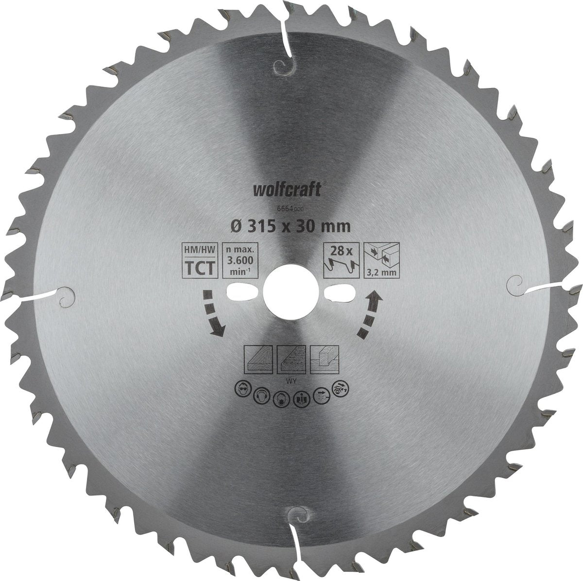 Wolfcraft - Säge-Tischkreissägeblatt 315x30mm - 28 Zähne - Sägeblatt für Tischkreissäge - Serie grün - 6664000