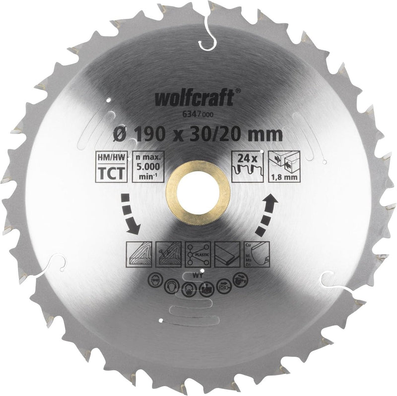 Wolfcraft - Kreissägeblatt 190mm - 24 Zähne - für Akku-Handkreissäge - Serie Flieder - 6347000