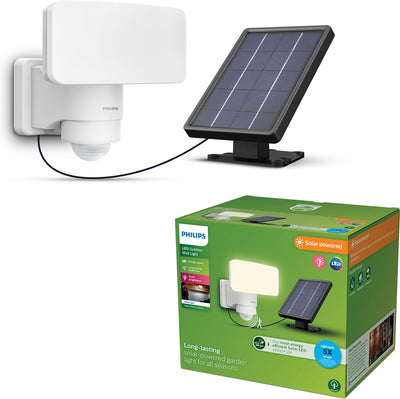 Philips LED Philips Tylus Sicherheitslampe – ultraeffiziente LED – Solar-Außenlampe – klares warmes Licht; 3000k - Weiß - Bewegungssensor - Dämmerungssensor - Solarenergie