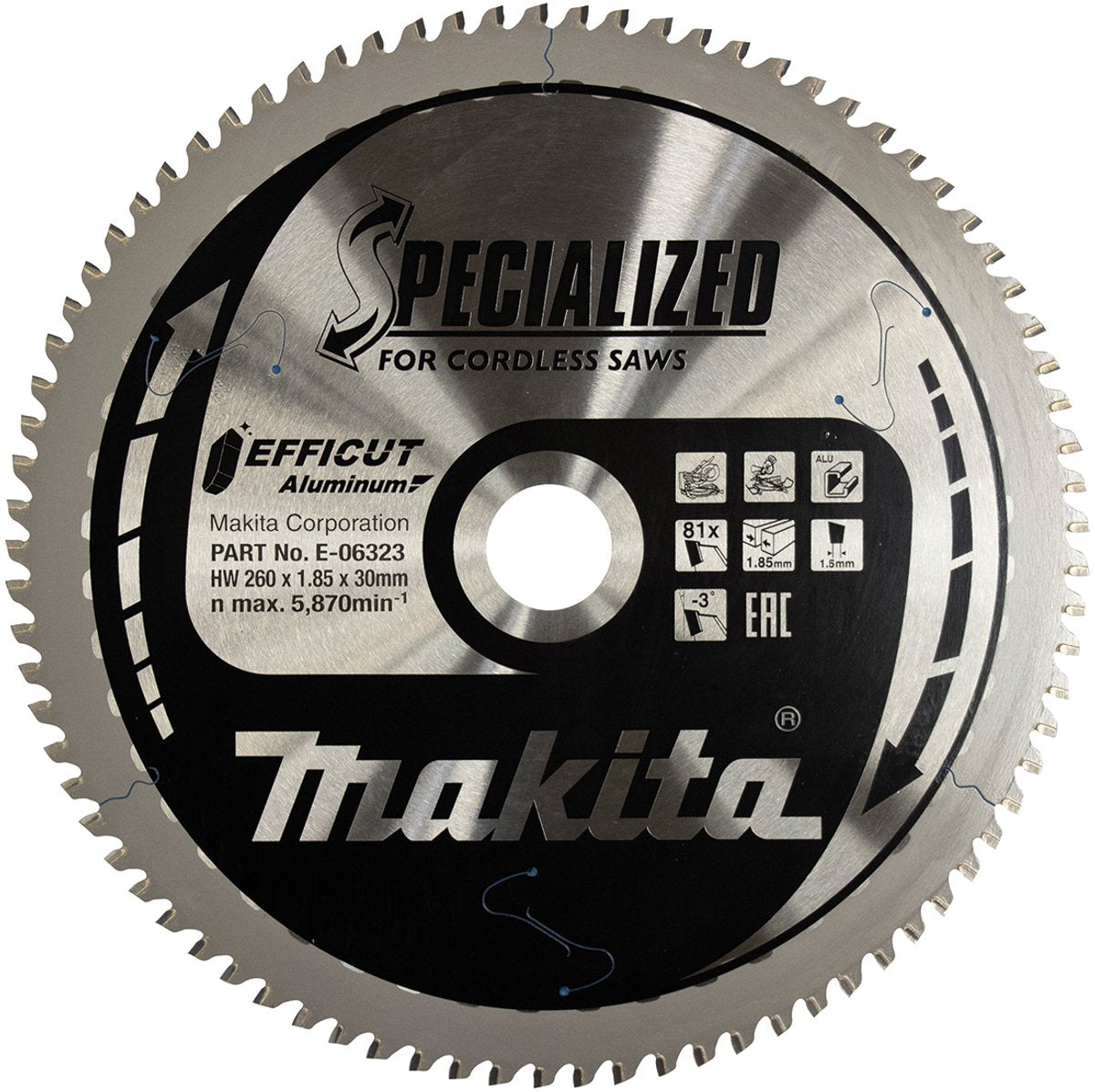 Makita Zubehör Kappsägeblatt Aluminium 260x30x1,85 81t -3g - e-06323