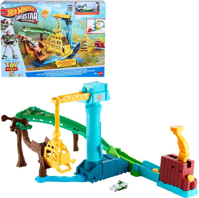 Hot Wheels Spielzeugauto-Schienenset – Disney und Pixar Toy Story 5 Superstar Speeders Hi-Tech Buzz Lightyear's Star Command Abenteuer-Schienenset