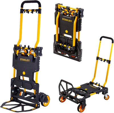 Stanley 2-in-1 Sackkarre und Transportwagen – sxwtd-ft585 – Tragfähigkeit bis 137 kg – klappbarer Plattformwagen – multifunktional – Schwarz Gelb