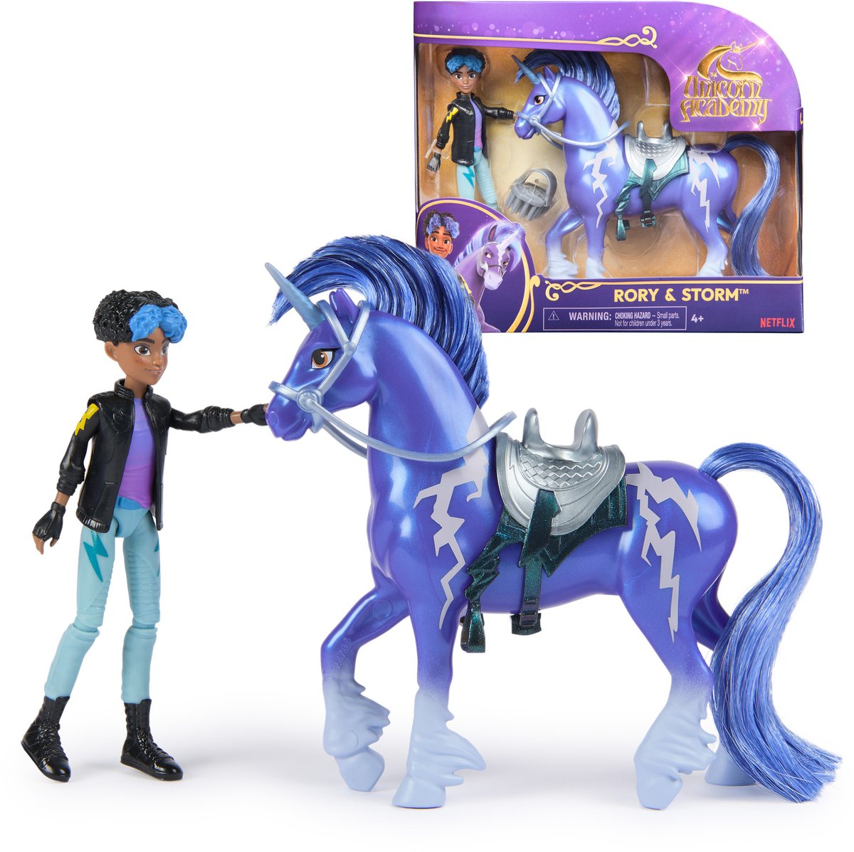 Einhorn-Akademie-Puppe Rory und Einhorn Sturm 11,5 cm und 12,5 cm