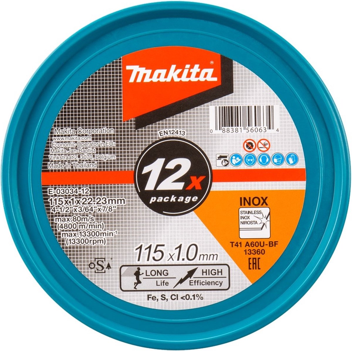Makita Zubehör Trennscheibe Edelstahl 115 x 22,23 x 1,0 mm – e-03034-12