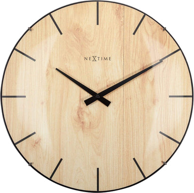 Nächste Zeit Nextime NE-3249 Wanduhr Kantenholz-Dom-Dia 35 cm Kunststoff hellbraun