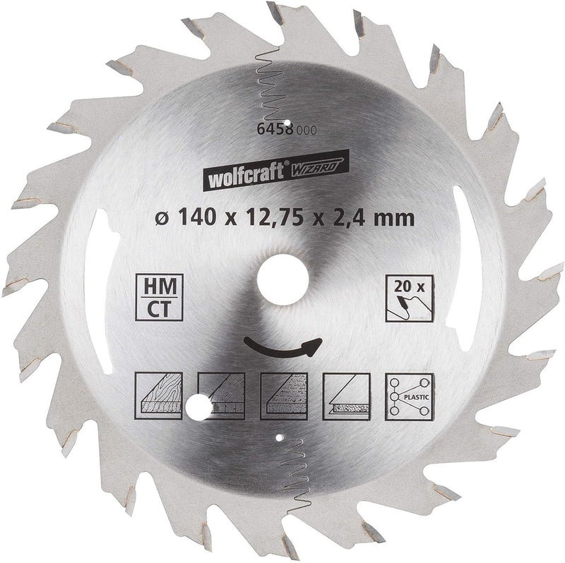 Wolfcraft - Kreissägeblatt 140x12,75mm - 20 Zähne - Sägeblatt für Kreissäge - Silberserie - 6458000