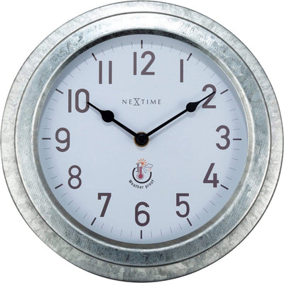 Nexttime Poppy – Outdoor-Wanduhr – 22 cm – Metall – verzinktes Silber – wetterfest