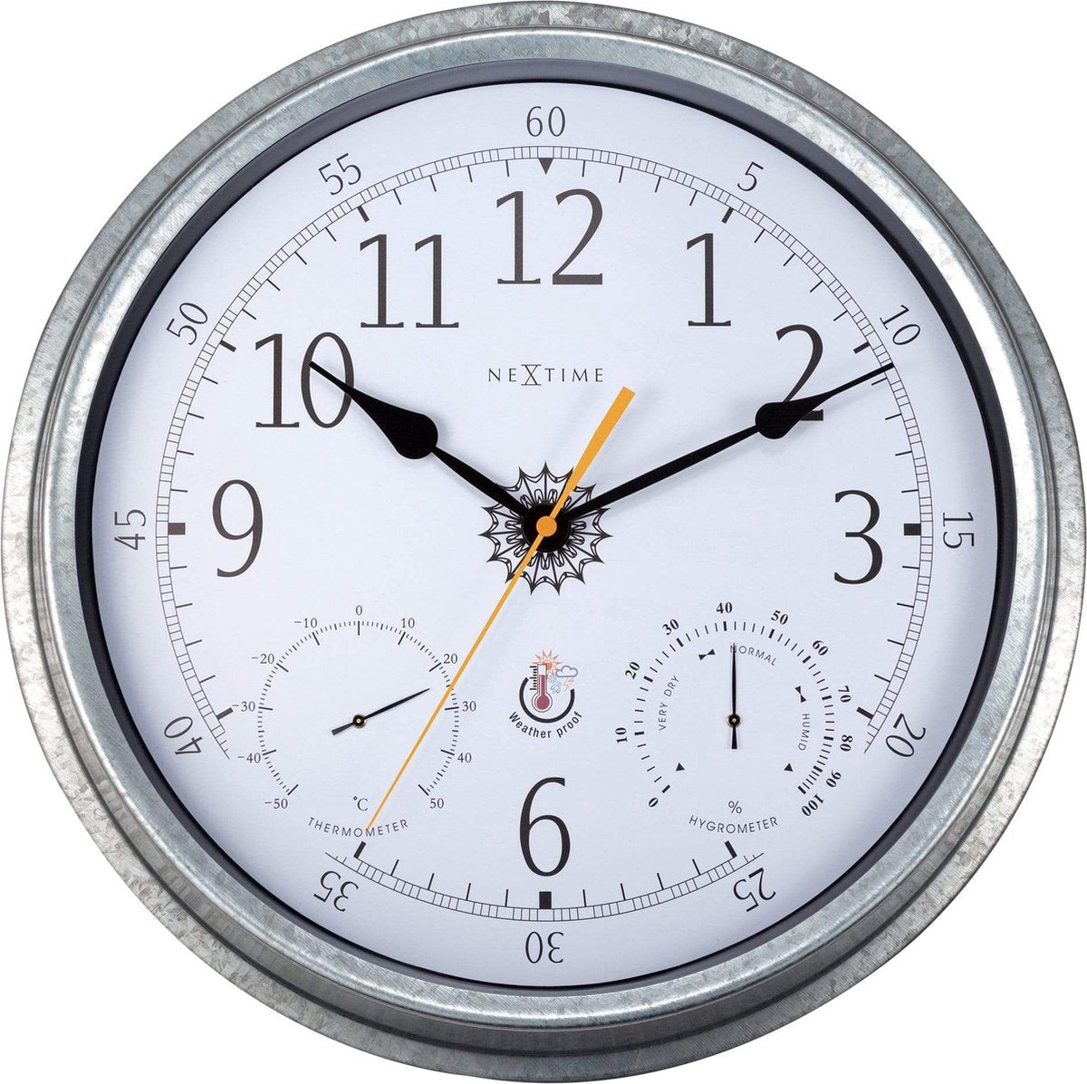 Nexttime Tulpe – Wanduhr – 40,5 cm – Metall – verzinktes Silber – wetterfest