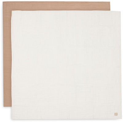Jollein – hydrophiles Tuch groß 115 x 115 cm – Wickeltuch – weiche Baumwolle – 2 Stück – Keks-Elfenbein