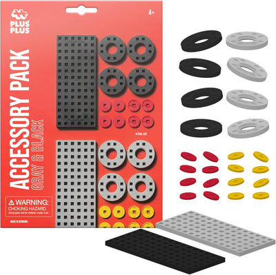 Plus Plus Bauplatte grau schwarz klein und Räder Plus-Plus: 26 Stück (3965)