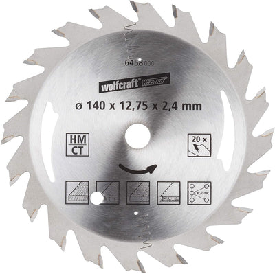 Wolfcraft - Kreissägeblatt 140x12,75mm - 20 Zähne - Sägeblatt für Kreissäge - Silberserie - 6458000