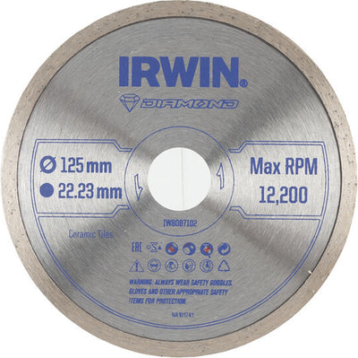 Irwin Pro Performance Diamantsägeblatt 125 mm für Winkelschleifer, Keramik und Fliesen, Vollkante