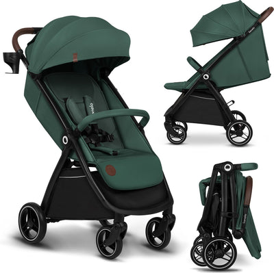 Lionelo Ingrid Buggy – Kinderwagen bis 22 kg – automatisches Klappsystem – 360° EVA-Räder – XXL-Markise mit UPF50+ – verstellbare Rückenlehne und Fußstütze – Panorama-Belüftungspanel – Getränkehalter und Korb