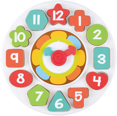 Spielen Sie Holzsortierformen und Lernuhr, 13dlg.